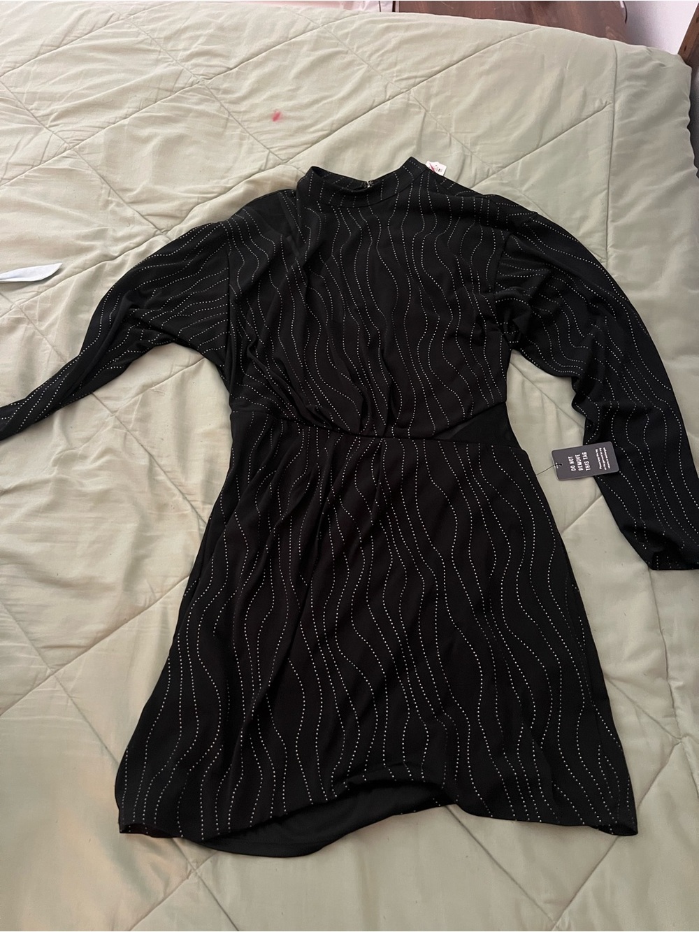 Express Black Mini Dress with Silver Wave Studs